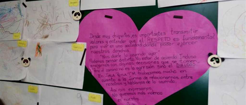 Niños de jardín dibujaron represión a docentes