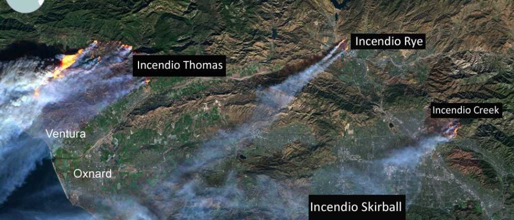 Así se ven desde el espacio los incendios que están consumiendo California 