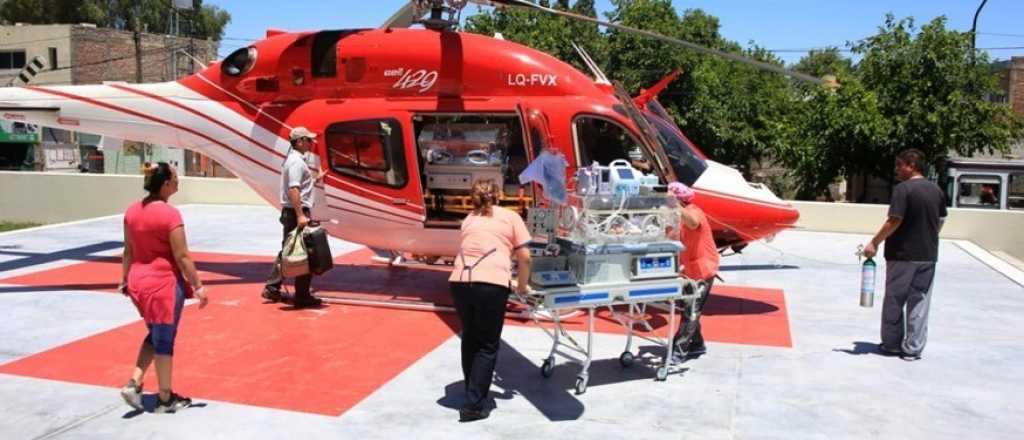 Trasladaron en helicóptero a una beba en incubadora hasta el Notti