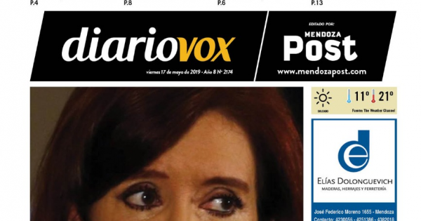 Tapa y contratapa de Diario Vox de este viernes 17 ...