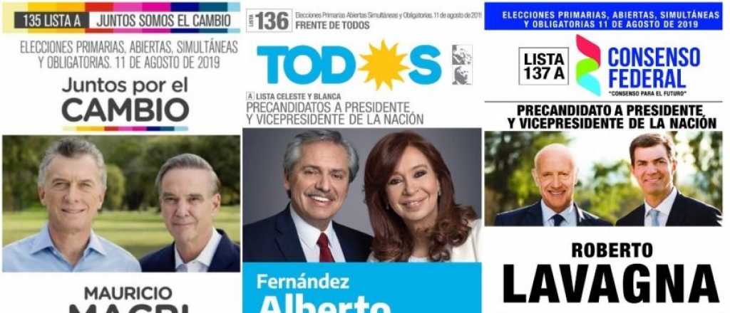 Así son las boletas presidenciales de los frentes que competirán en las PASO