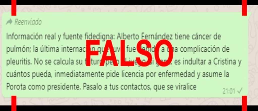 Viral en WhatsApp: es falso que Alberto Fernández fue diagnosticado con cáncer de pulmón