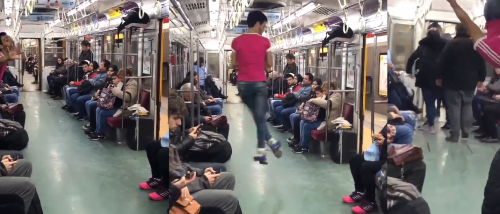 Video: un hombre patina canciones de Disney en el subte para juntar plata