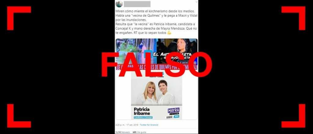 Es falso que en TV una candidata a concejal del Frente de Todos se hizo pasar por una vecina, en medio de las inundaciones en Quilmes