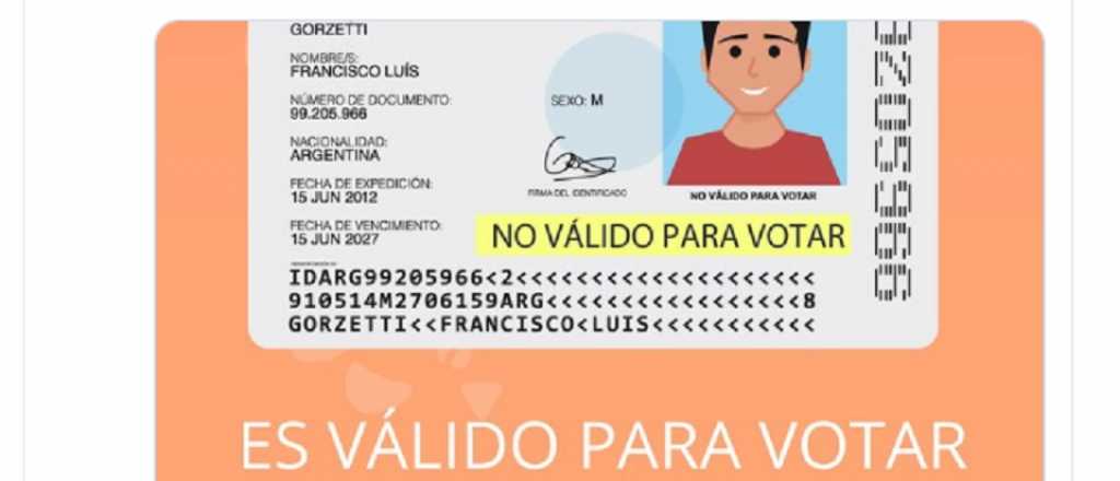 Avisan que el DNI que dice "no válido para votar", sí lo es (y es viral)