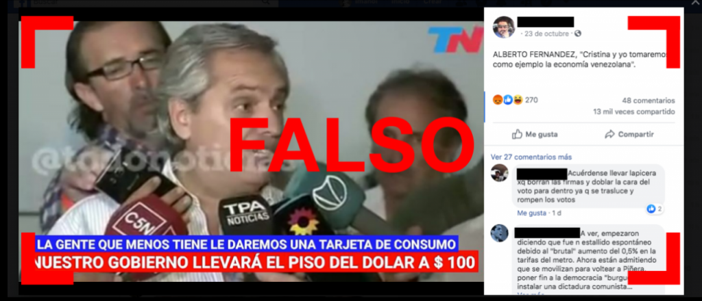 Falso: Alberto F. no dijo "nuestro gobierno llevará el dólar a un piso de 100"