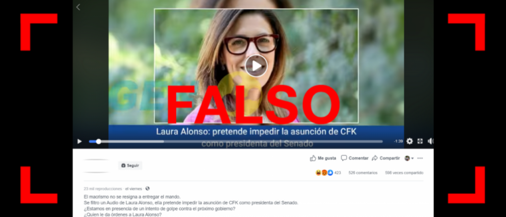 Es falso que en un audio Laura Alonso dijo que va a presentar un pedido de juicio político contra CFK