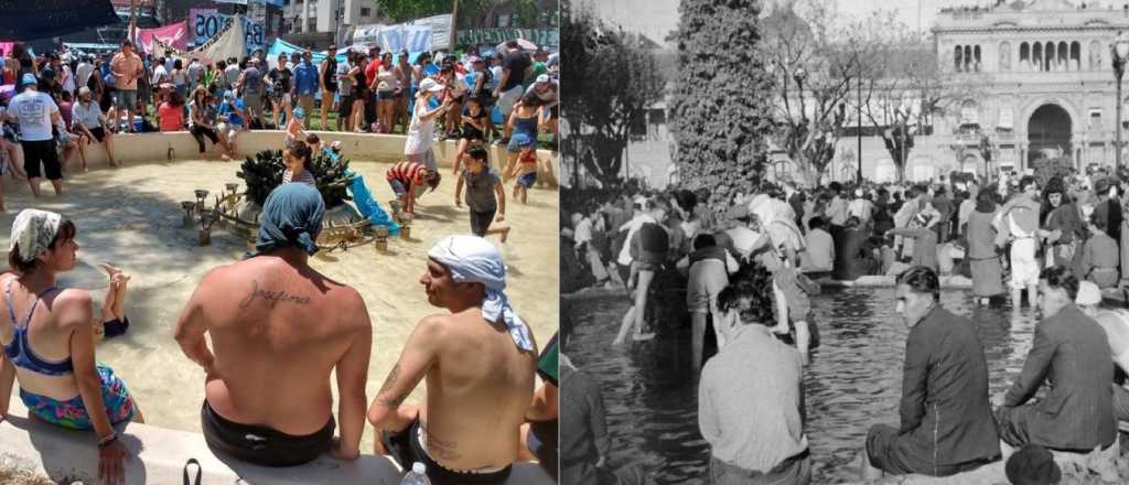 Un símbolo peronista que regresó: refrescarse "las patas" en la fuente