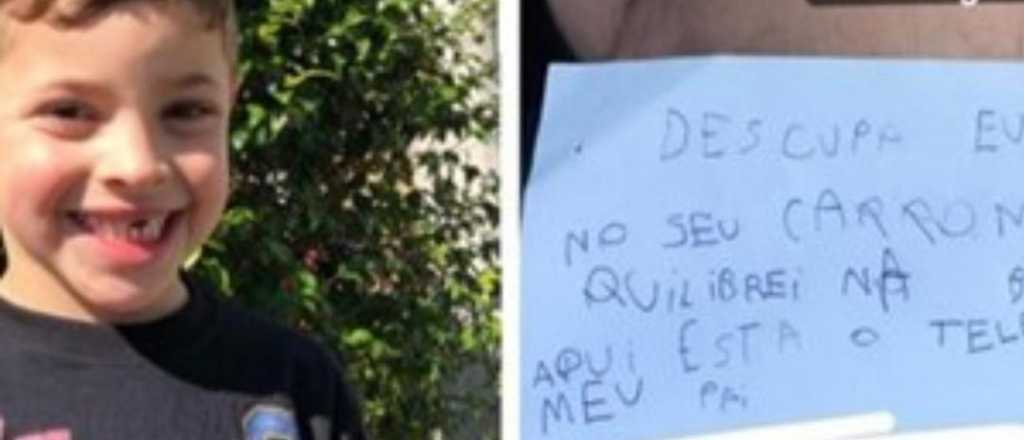  Rayó con su bicicleta un auto y dejó una nota para que contacten a su papá 