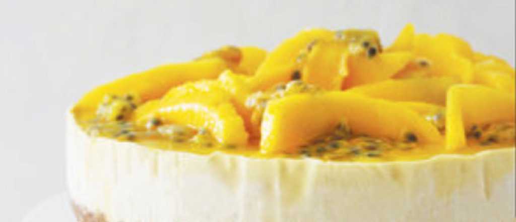 Cheesecake de coco y mango: sin huevo y sin horno