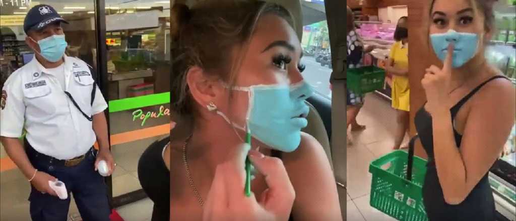 Video: se pintó un tapabocas para entrar a un súper y le saldrá muy caro