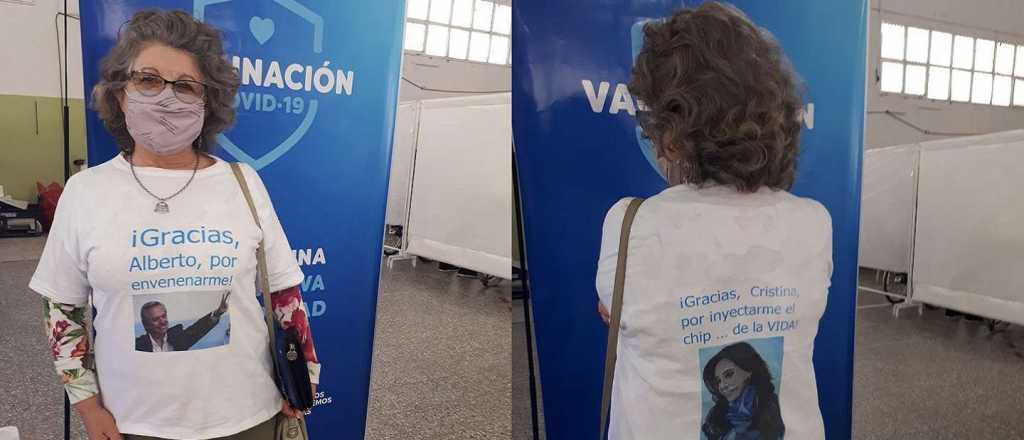 "Gracias, Alberto, por envenenarme": la remera de una mujer para vacunarse