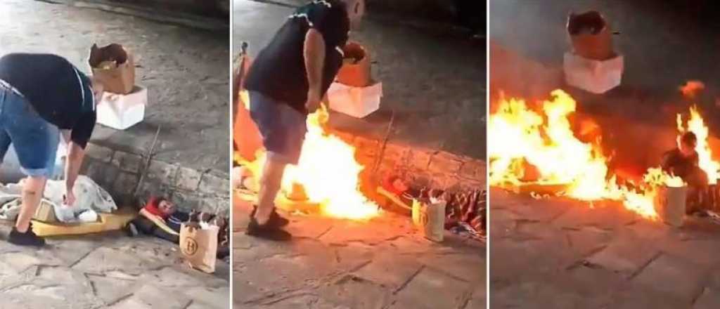 Video: un hombre se prendió fuego en la Casa de Gobierno de Uruguay