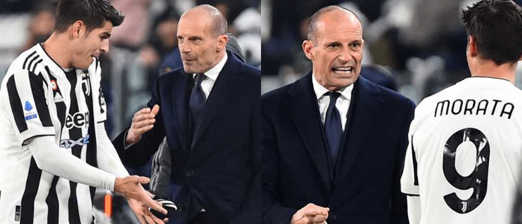 Escándalo en la Juve: Morata se peleó con Allegri enfrente de todos