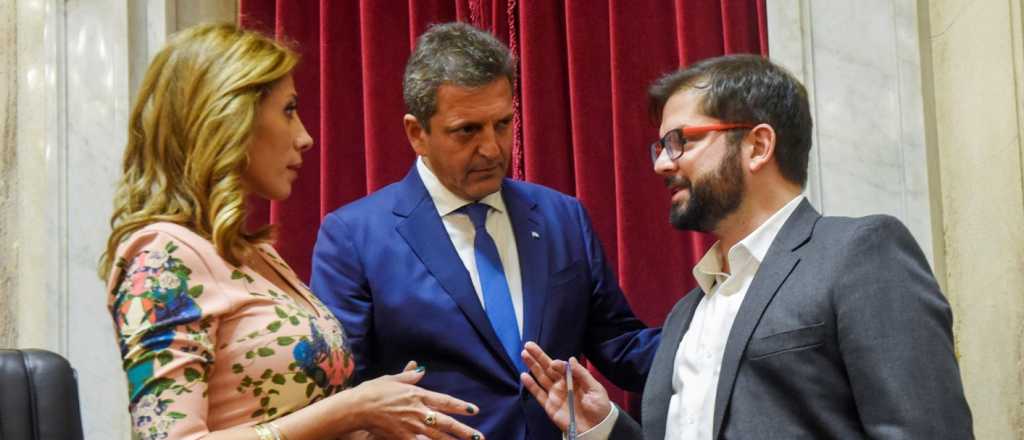 Massa recibió a Boric en su visita al Congreso, sin la presencia de Cristina