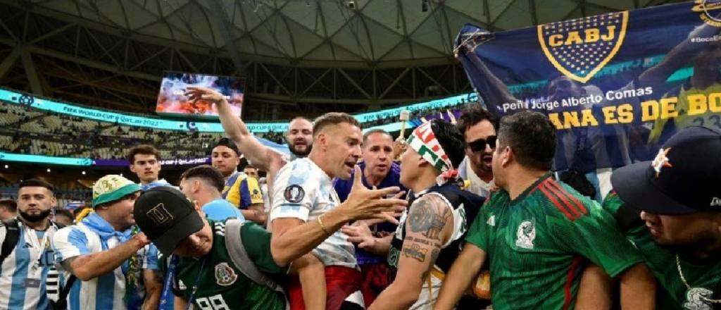 Video: a las piñas hinchas argentinos y mexicanos en el estadio Lusail