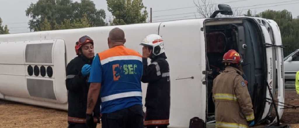 Fotos: volcó un micro en el Acceso Sur y hubo demoras en el tránsito