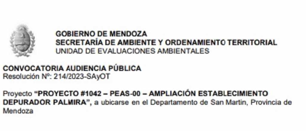 Convocatoria a audiencia pública del Gobierno de Mendoza