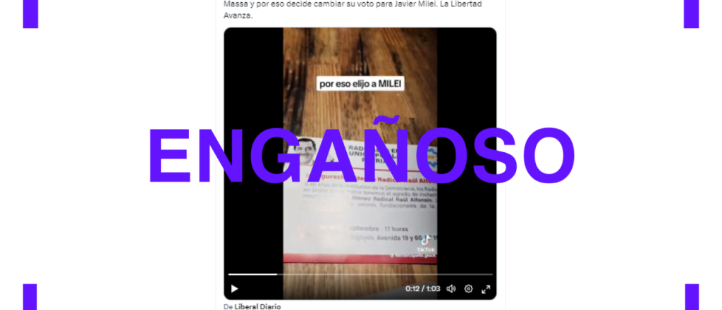 Es engañoso el video que asegura que la UCR llamó a votar por Massa