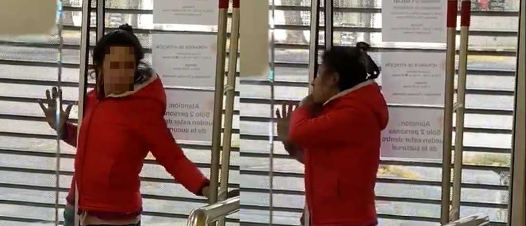 Video: una ladrona quedó atascada en la puerta de una farmacia de Las Heras