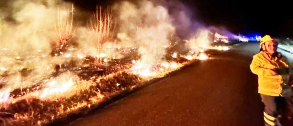 Terrible incendio en San Carlos: el Zonda complicó todo