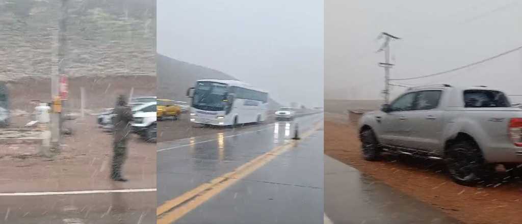 Video: así nevó en Alta Montaña mientras el Zonda soplaba en el llano