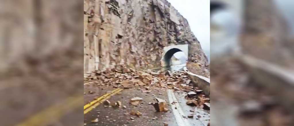 Video: derrumbe en la ruta 7 en medio del temporal