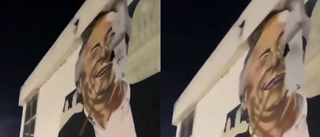 Video: el Gobierno ahora tapó un mural de Néstor Kirchner en Retiro