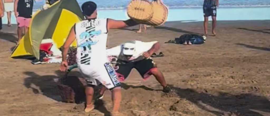 Video: churreros se pelearon a "canastazos" en una playa de Villa Gesell