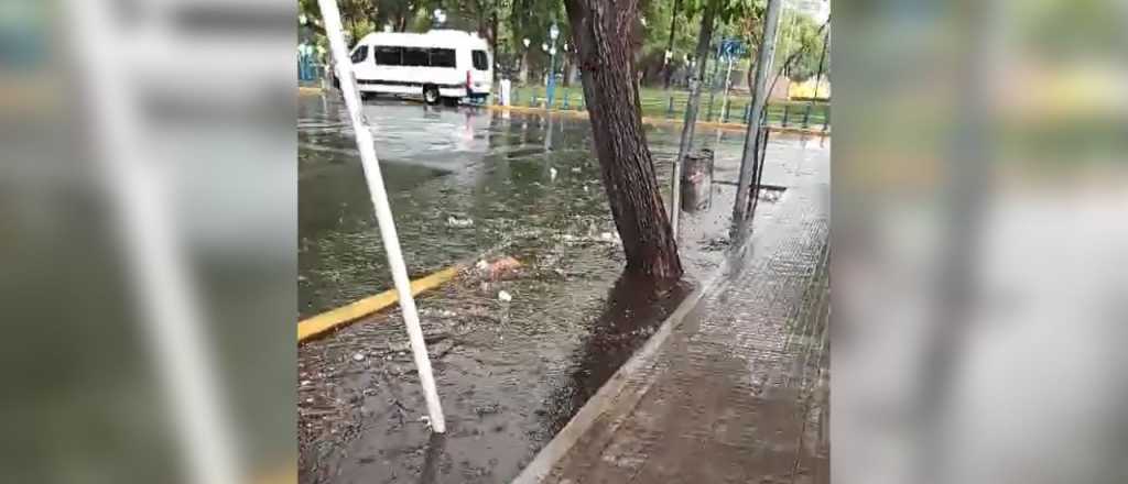 Video: la lluvia rebalsó las acequias en pleno centro